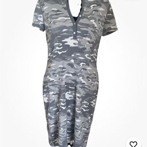 Chaps Camouflage Print Midi Dress